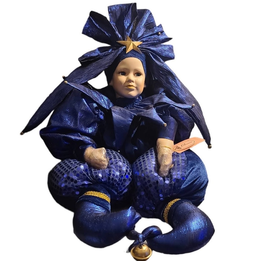 Show Stoppers Porcelain Collections  "Blooze" Jester Clown Porcelain Doll
